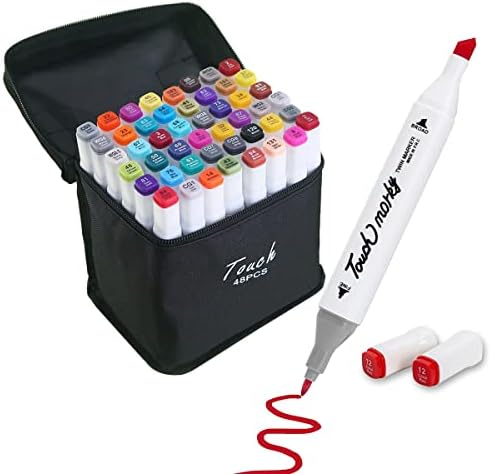 Kit Caneta Colorida Ponta Dupla 48Pçs com Estojo