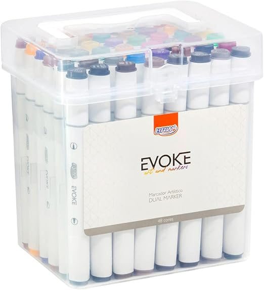 Kit Caneta Colorida Ponta Dupla 48Pçs com Estojo