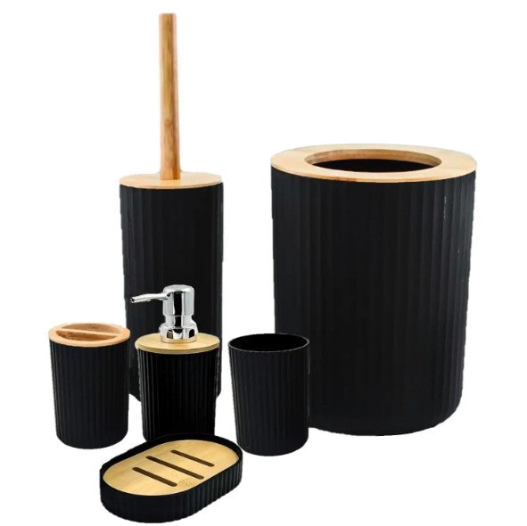 Kits De Acessório para Banheiro Bambu 6 Peças BRANCO BM-F108OB
