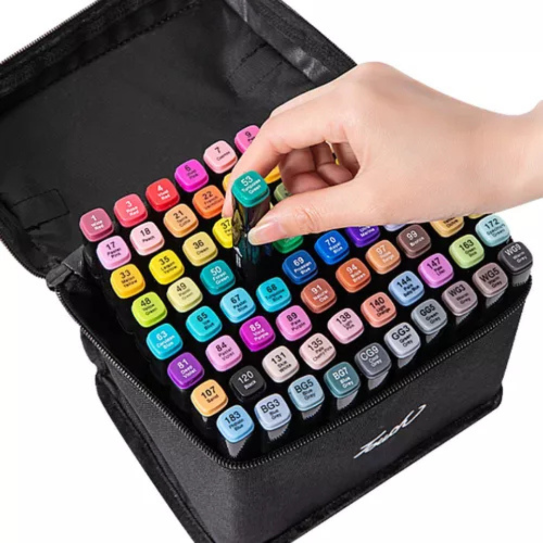 Kit Caneta Colorida Ponta Dupla 80Pçs com Estojo