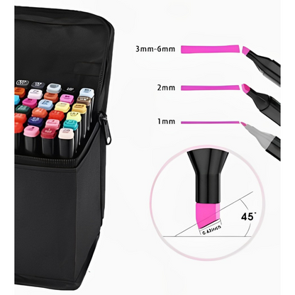 Kit Caneta Colorida Ponta Dupla 80Pçs com Estojo