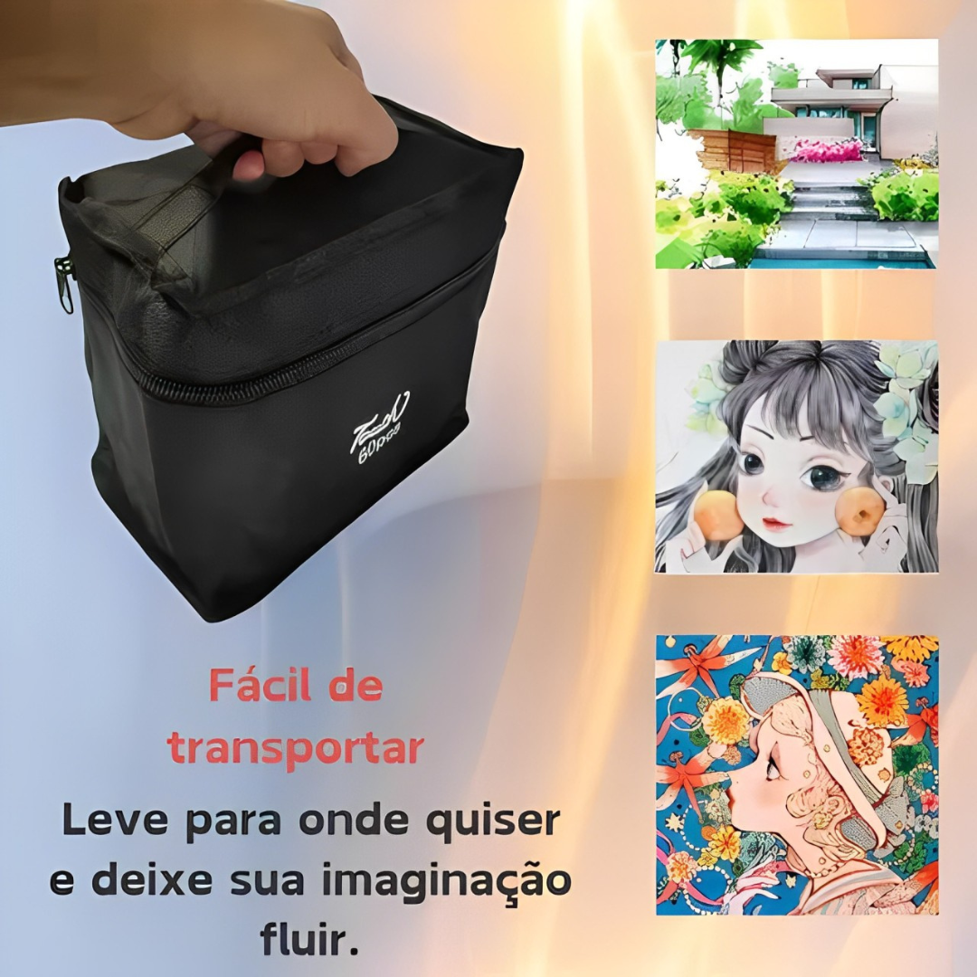 Kit Caneta Colorida Ponta Dupla 80Pçs com Estojo