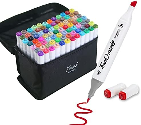Kit Caneta Colorida Ponta Dupla 80Pçs com Estojo